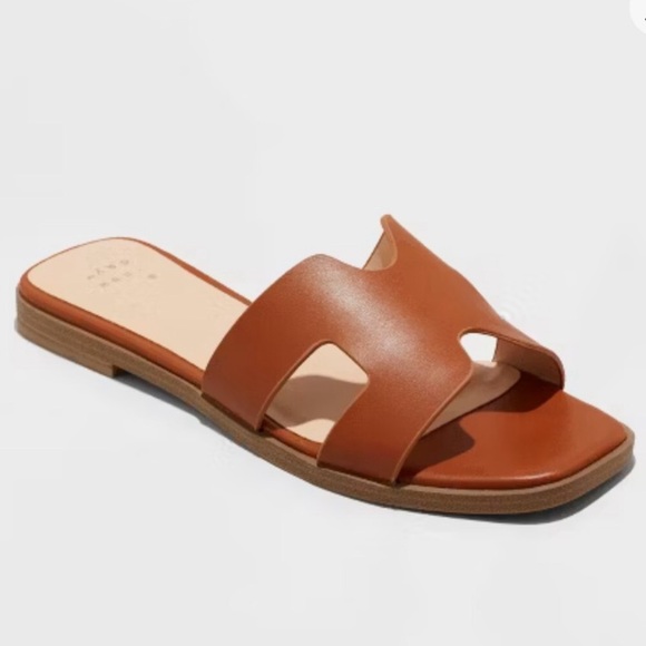 a new day Shoes - {NWT} Womens Nina Dark Tan Slide Sandals - A New Day ‘ Cognac ‘ 8 - SlipOn Shoes